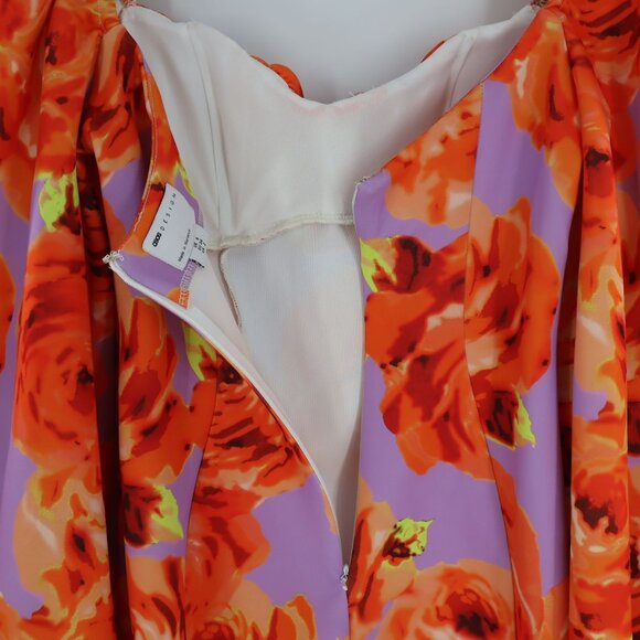 Asos Design Mini Dress Womens 2 Purple Coquette Twee Romantic Floral Casual - Picture 6 of 12